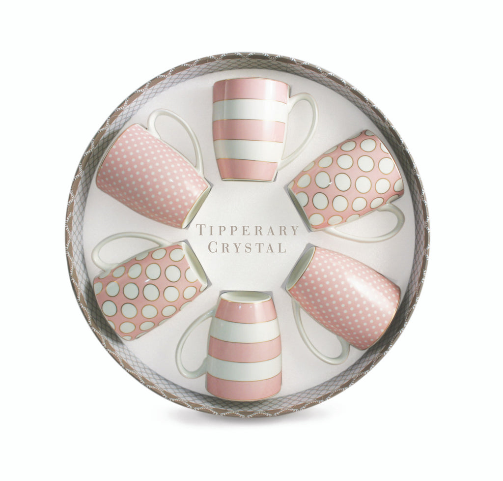 Spots & Stripes Pink S/6 Mugs