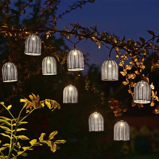Faux Rattan String Light Set of 10, 470cm, solar-powered, ambient outdoor lighting for parties – Keans Claremorris