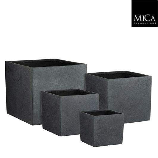 Set of 4 Bravo square anthracite pots, 45x45x40cm, modern design - Keans Claremorris