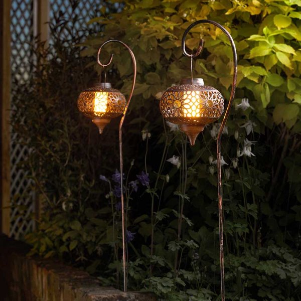 Osman Flaming Lantern 2 Pack Solar Lights with realistic cool flame effect, safe touch, perfect for garden ambiance – Keans