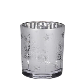 TEALIGHT HOLDER GREY FROSTED H12.5