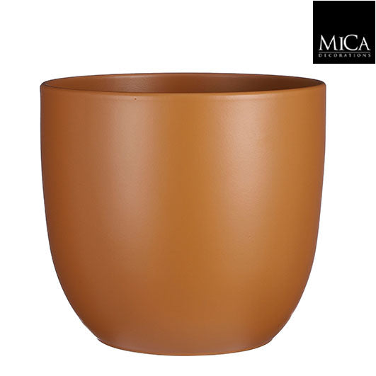 Tusca pot round brown matt - h28,5xd31cm