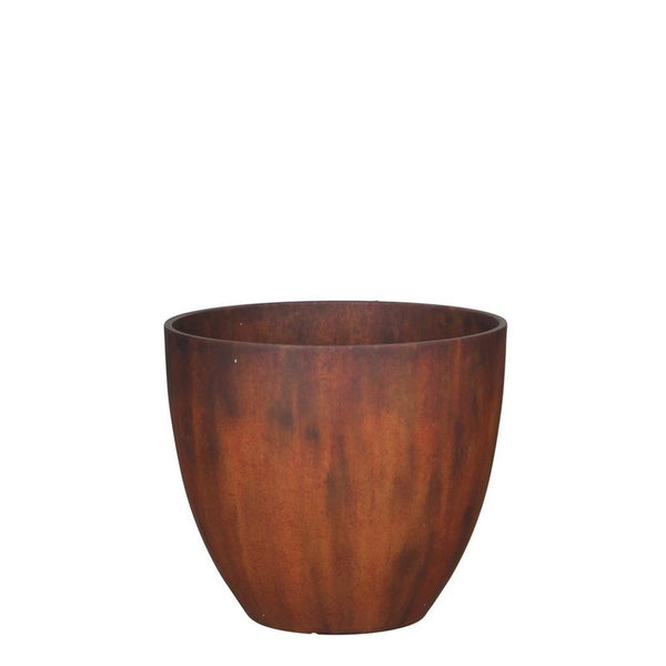 Bravo round rust pot, 26cm height x 30.5cm diameter, durable garden planter | Keans Claremorris