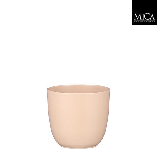 Tusca pot round l. pink matt - h16xd17cm