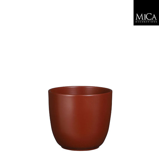Tusca pot round d. brown matt - h16xd17cm