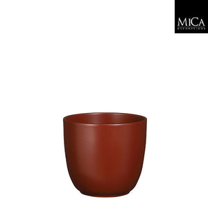 Tusca pot round d. brown matt - h16xd17cm