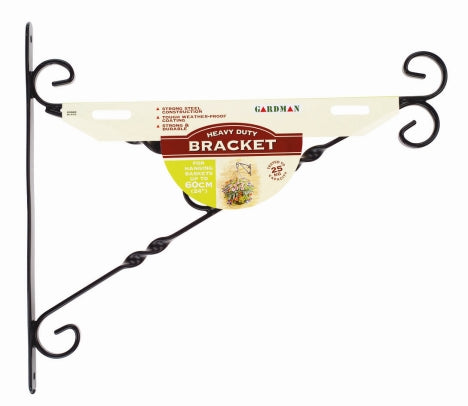 Heavy Duty 16" Black Steel Hanging Basket Bracket for 18"/24" baskets up to 25kg with fixing holes - Keans Claremorris