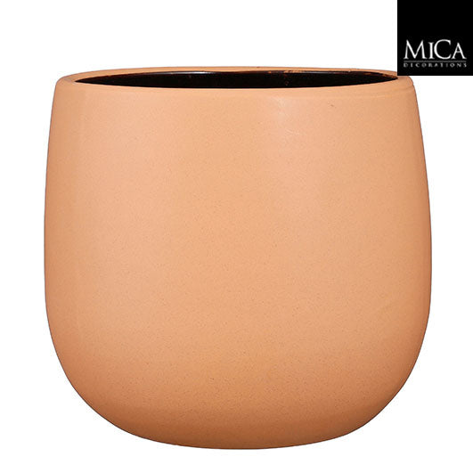 Salmon matte round Pablo pot, 25cm height x 29cm diameter, stylish planter by Keans Claremorris