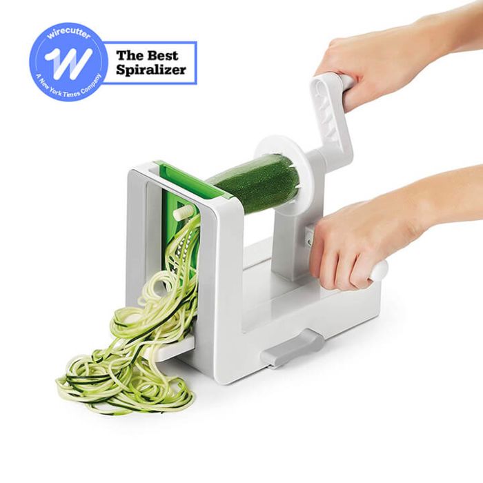 Oxo Table Top Spiralizer for easy vegetable spirals, durable design, available at Keans Claremorris.