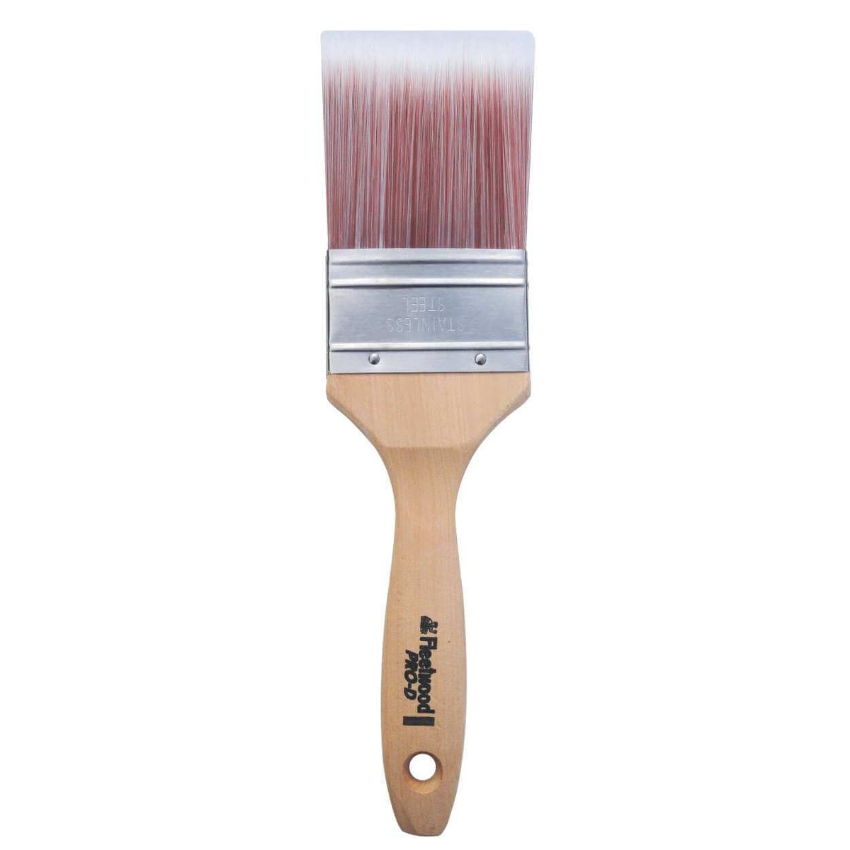 Fleetwood 2.5" Pro D paint brush with tapered filament, wood handle, stainless steel ferrule for smooth professional finish