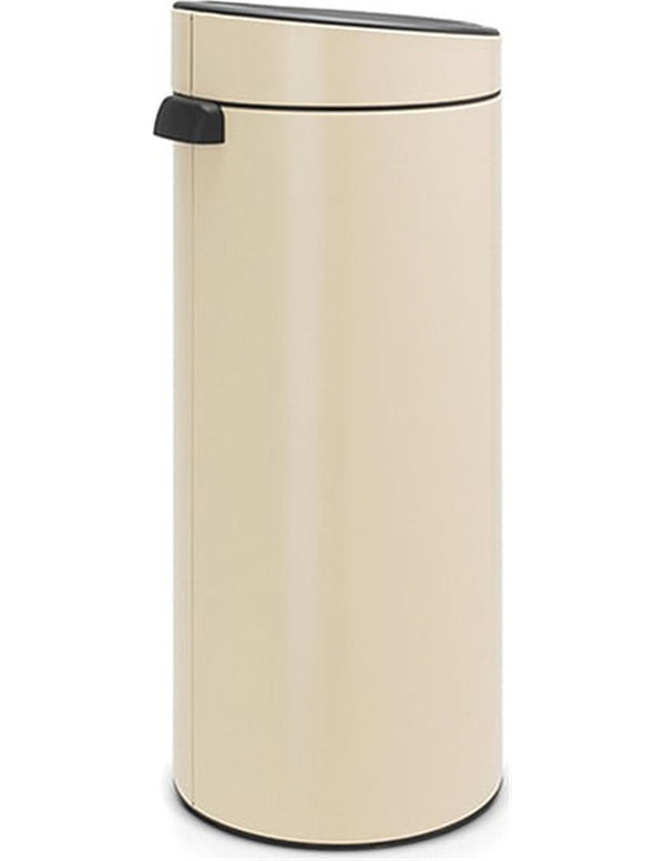 Brabantia Touch Bin 30L Almond, matte plastic push trash can with silent lid, floor protection, 10-year warranty – Keans
