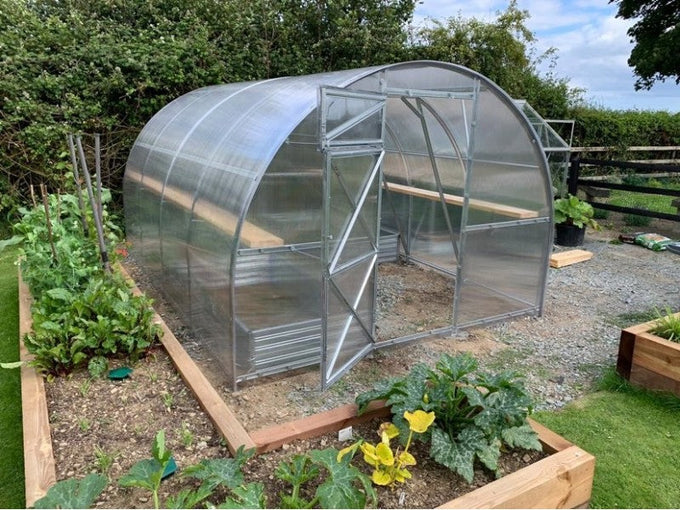 Strong Greenhouse 3x8m with 6mm UV-protected panels, galvanized steel frame, easy assembly – Keans Claremorris delivery only.