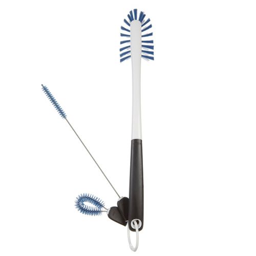 OXO Good Grips 3-piece bottle cleaning set with nylon brushes for bottles, straws, and lids – available at Keans Claremorris