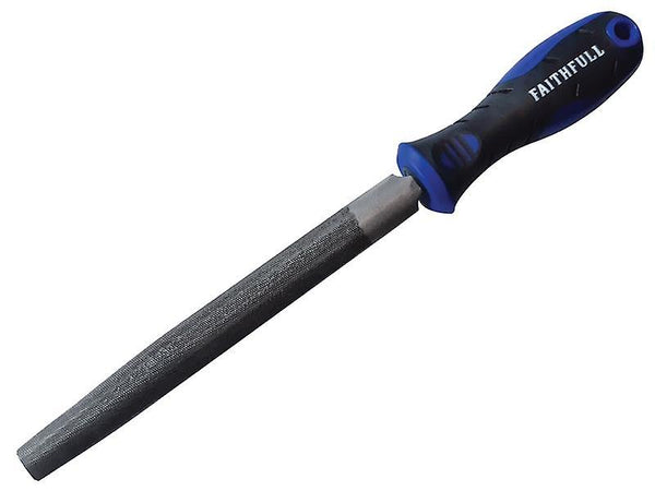 Faithfull 150mm half-round second cut engineers file with ergonomic handle for metal shaping, from Kean’s Claremorris. –