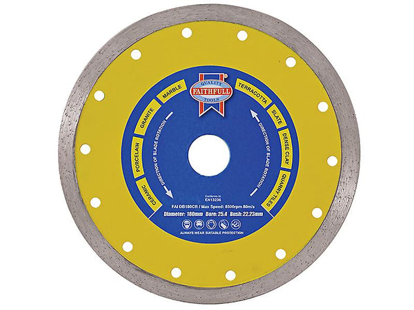 Faithfull Diamond Tile Blade 115x22.2mm continuous rim, wet & dry cutting for slate, marble, granite – Kean’s Claremorris –