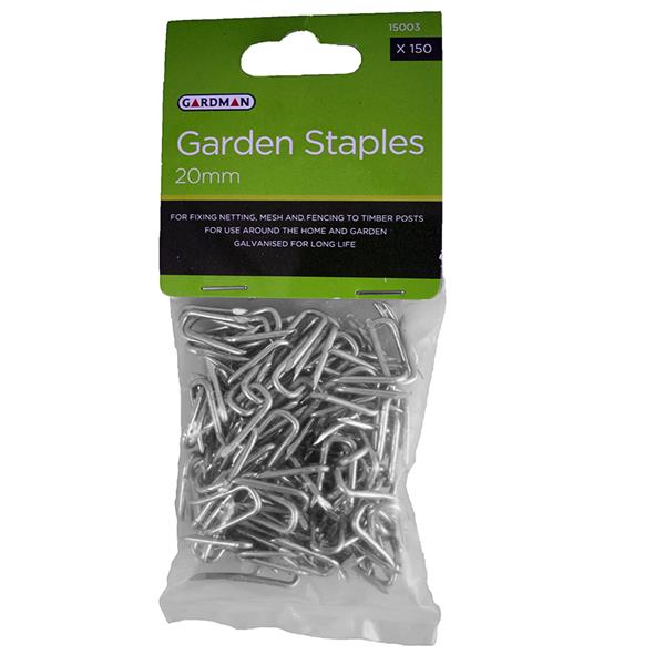 Garden Staples 20mm pack of 150, rust-resistant galvanized steel for securing netting and mesh – Keans Claremorris