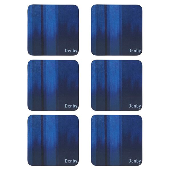 Denby Colours Blue 6Pc Stoneware Coasters, Durable & Absorbent, Protect Surfaces – Available at Keans Claremorris