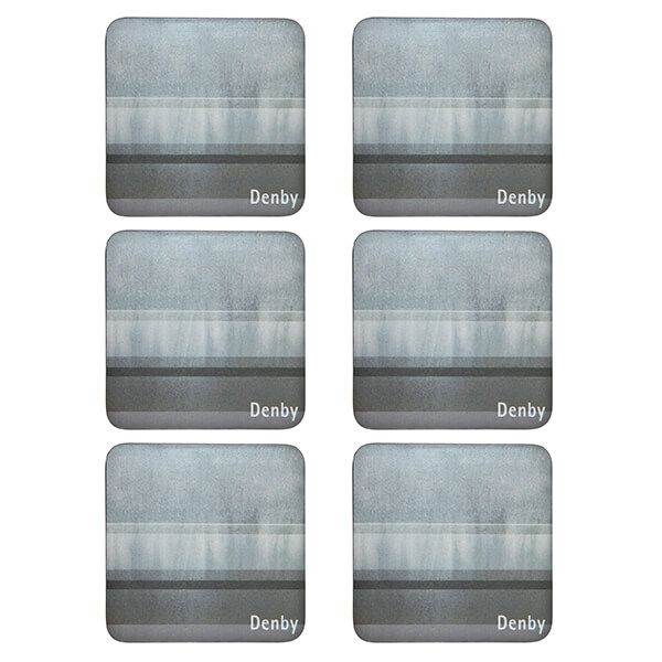 Denby Colours Grey 6PC coasters, heat safe to 60°C, cork backed, 10.5cm square, stylish table protection – Keans Claremorris