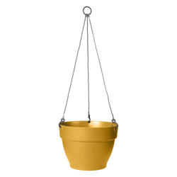 Vibia Campana 26cm honey yellow hanging basket, recycled plastic, frost-resistant, natural textured planter – Keans