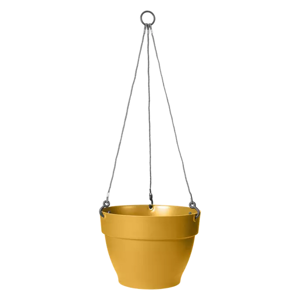 Vibia Campana 26cm honey yellow hanging basket, recycled plastic, frost-resistant, natural textured planter – Keans