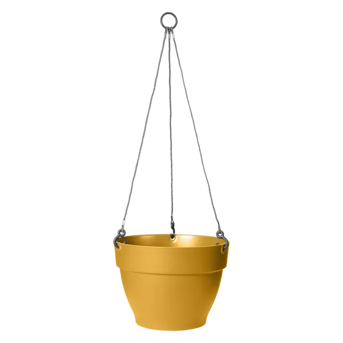 Vibia Campana 26cm honey yellow hanging basket, recycled plastic, frost-resistant, natural textured planter – Keans