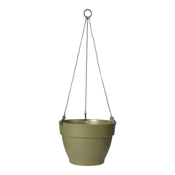 Vibia Campana 26cm sage green hanging basket, lightweight polypropylene planter by Keans Claremorris.