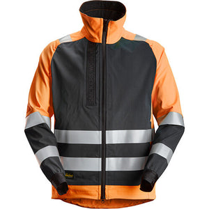 Snickers, High-Vis Unlined Jacket CL 2 High Visibility Orange - Black Size: XL