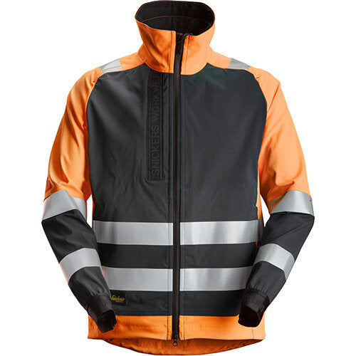 Snickers, High-Vis Unlined Jacket CL 2 High Visibility Orange - Black Size: Medium