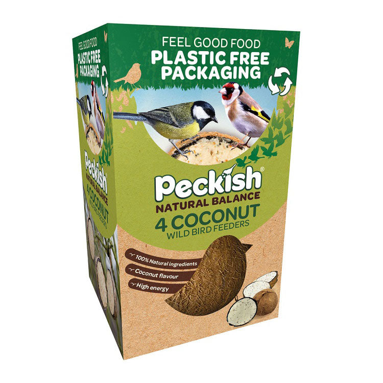 Peckish Natural Balance Coconut Feeder 4PK (Plastic Free Packaging)