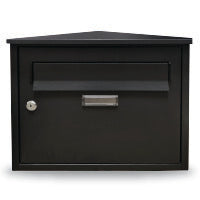 Manor Large Black Post Box with cream rose design, A4 letter flap, lockable front door - Keans Claremorris