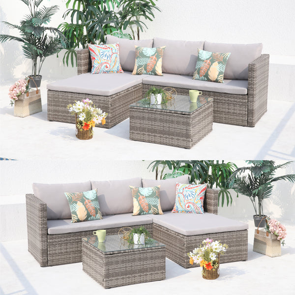 Corner Lounge Set with coffee table, reversible assembly, perfect for patios and outdoor spaces – Keans Claremorris