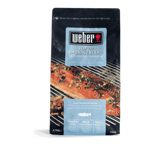 Weber Seafood Wood Chips Blend for mild fruity smoke on fish and shellfish, ideal for charcoal and gas grills, from Kean’s