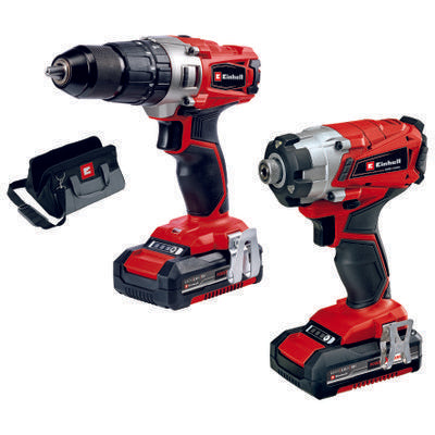 EINHELL 18V Combi & Impact Driver Kit with 2x 2.0Ah batteries, lightweight 3kg power tool set - Keans Claremorris