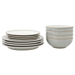 Denby Elements Light Grey 12 Piece Tableware Set - Durable stoneware dinnerware, available at Keans Claremorris