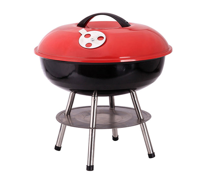 Kettle Travel BBQ 13" charcoal grill with porcelain finish, portable tabletop design, and protective lid – Keans Claremorris