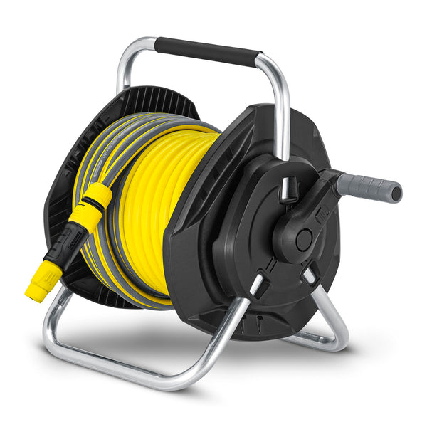 Kärcher 25M hose reel with PrimoFlex hose, wall mount/free-standing, durable frame, sprayer included – Kean’s Claremorris. –