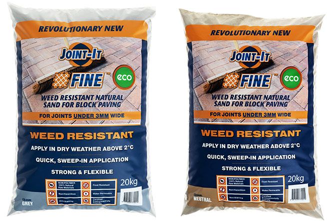 Joint-It Fine Grey natural sand for weed-resistant brick paving joints under 3mm, 20kg bag – Keans Claremorris