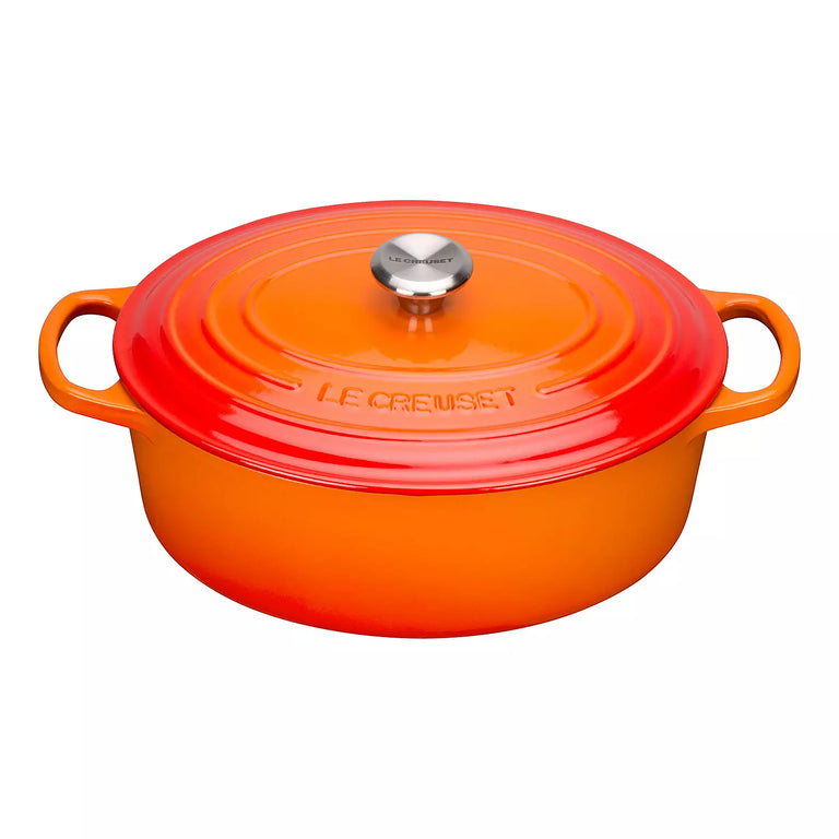 Le Creuset Oval Casserole 27cm 4.1L Volcanic, cast iron, durable enamel, large handles, stainless steel knob – Keans