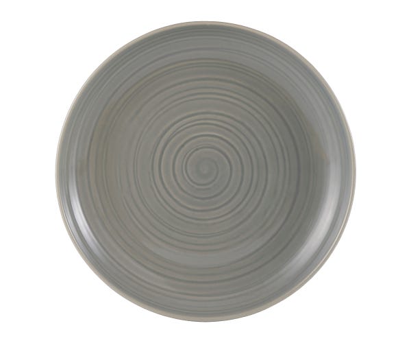 Grey William Mason dinner plate with embossed ripple effect, durable stoneware, 26cm, microwave and dishwasher safe - Keans