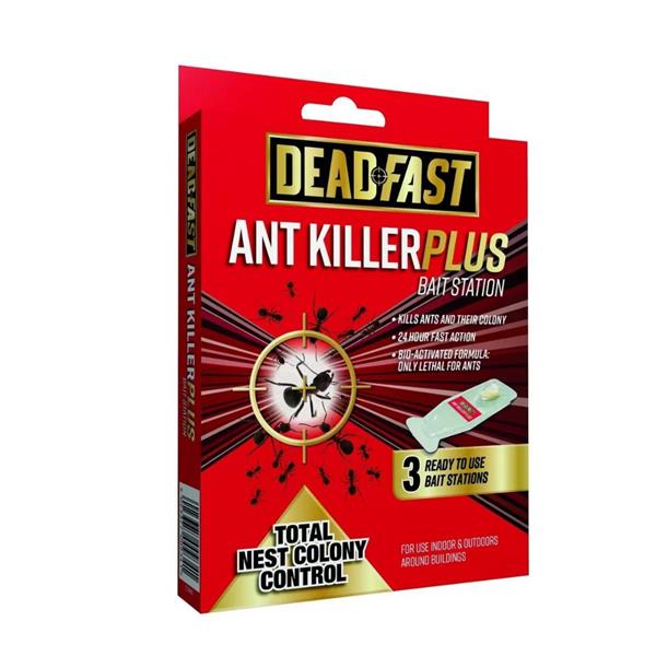 Deadfast Ant Killer Plus Bait Station 3X4G kills entire ant nests fast, safe for kids and pets, indoor/outdoor use - Keans