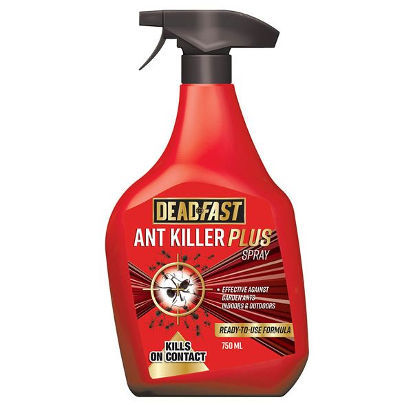 Deadfast Ant Killer Plus Spray 750ml kills ants and cockroaches on contact with long-lasting 3-month protection. Keans