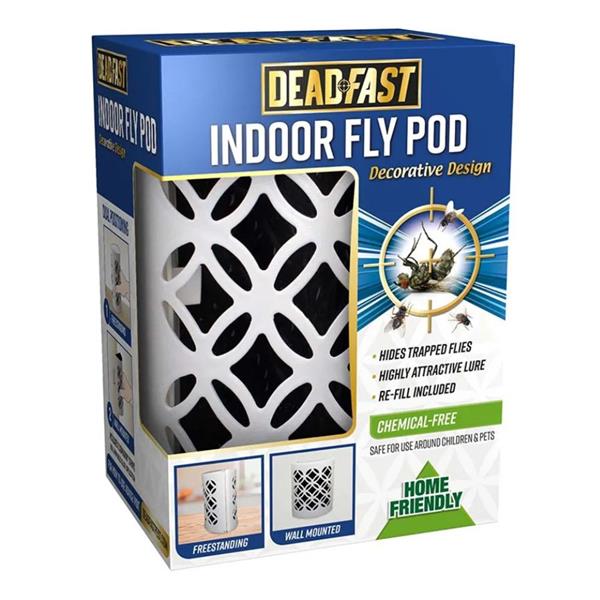 Deadfast Indoor Fly Pod with chemical-free lure, decorative design, freestanding or wall-mounted - Keans Claremorris