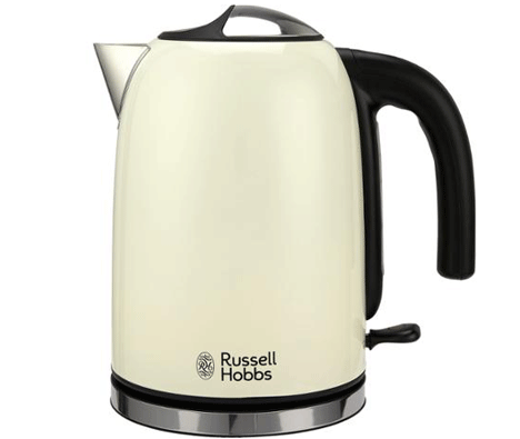 Russell Hobbs Colours 1.7L Cream Kettle with rapid boil, water gauge, 360° base, perfect pour – available at Keans