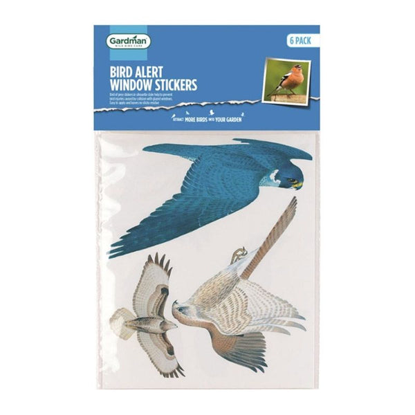Gardman Bird Alert Window Stickers, 6-pack self-clinging decals to prevent bird collisions with glass, available at Keans