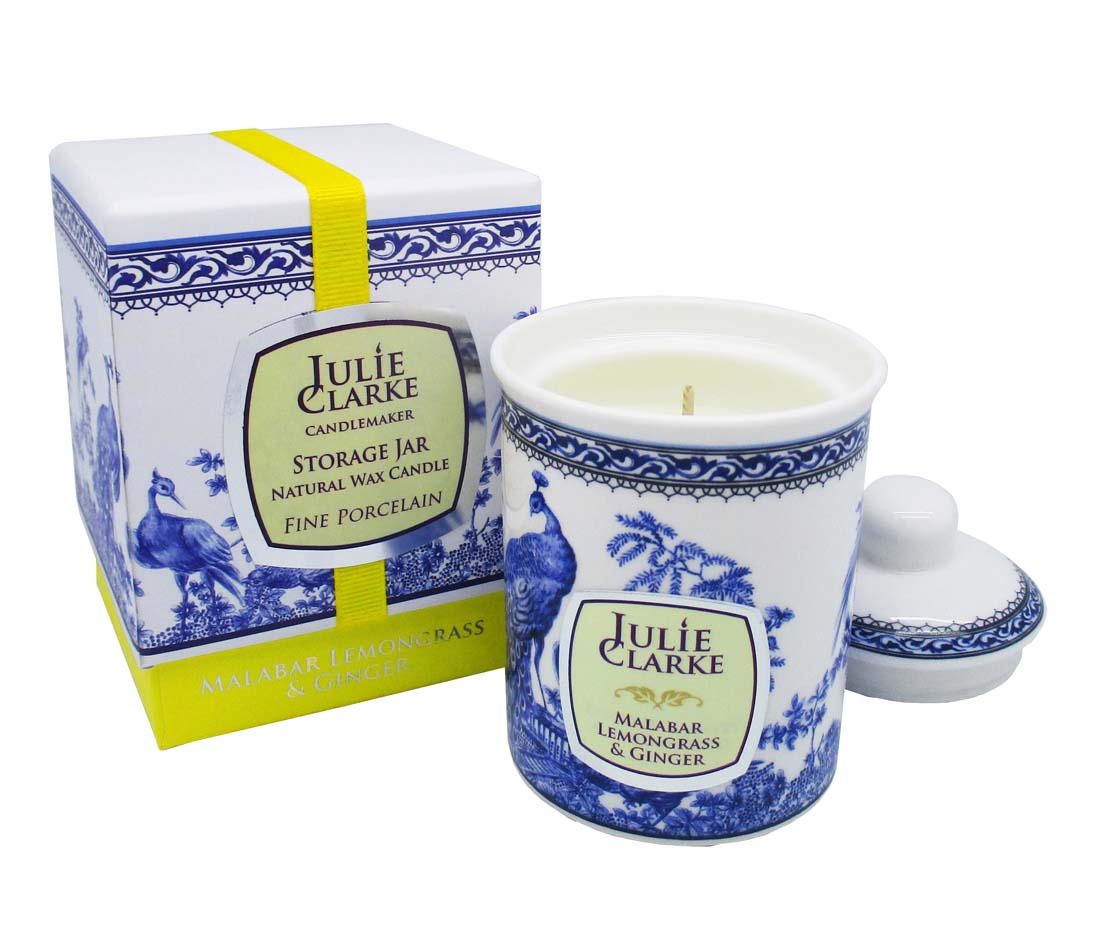 JC Peacock 150g candle jar with Malabar, Lemongrass & Ginger scent, handcrafted, vegan, reusable porcelain – Keans