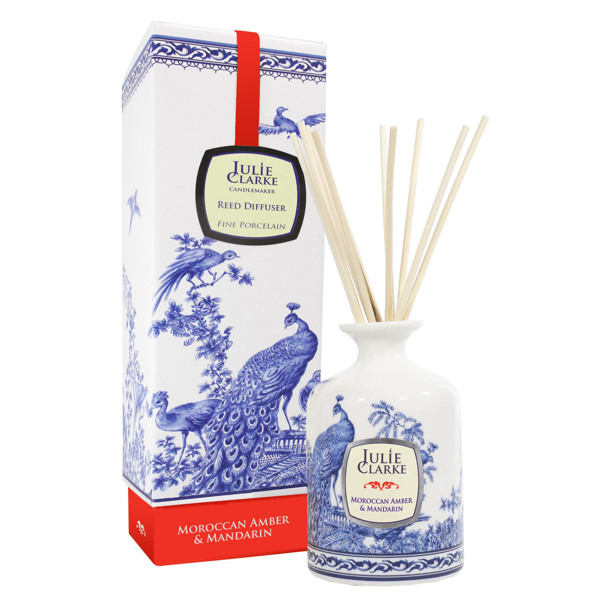 JC Peacock Diffuser 150ml Moroccan Amber & Mandarin, handcrafted porcelain bottle, refillable, luxury gift – Keans