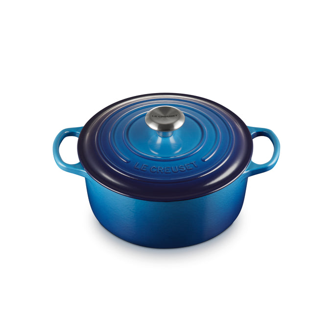 Round Casserole 24cm Azure Blue enamel cookware, durable and stylish - Keans Claremorris