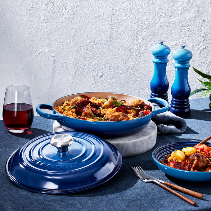 Le Creuset Signature 26cm Azure Cast Iron Shallow Casserole - Durable, Even Heat, Keans Claremorris