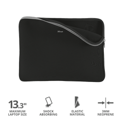 Trust Primo Soft Sleeve for 13.3" laptops in black, protective and slim fit – available at Keans Claremorris.