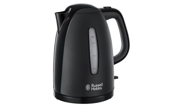 Russell Hobbs Textures 1.7L black kettle with rapid boil, dual water window, 360° base, washable filter – Keans Claremorris